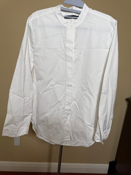 Jenni Kayne Tops - Jenni Kayne White Cotton Band Collar Button Down Shirt Size M
